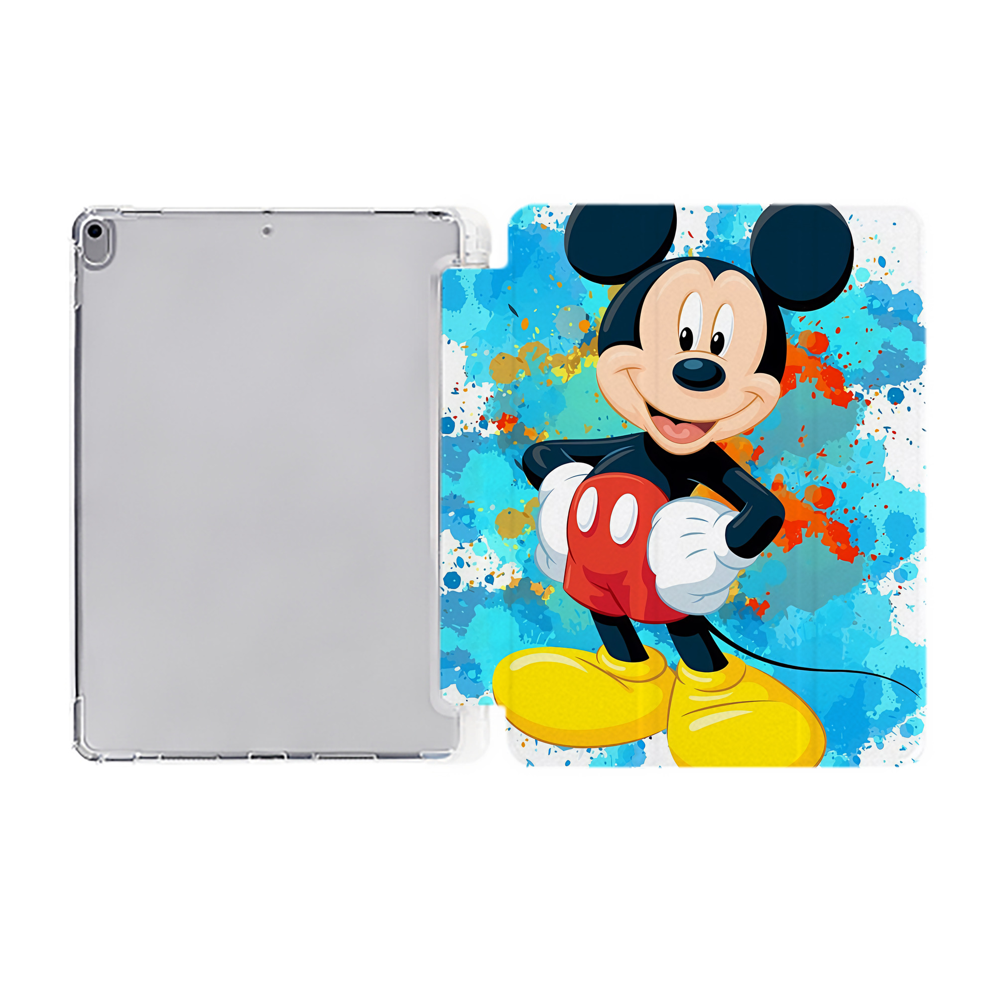 （画像用） ミッキーマウス Mickey Mouse IPad ケース ペン収納付き 三つ折りスタンド PUレザー×シリコン 対応機種9.5/10.5/10.9インチ